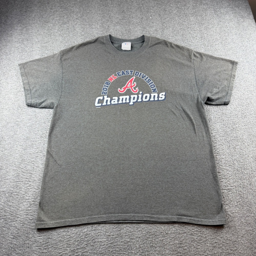 Gildan Atlanta Braves T-Shirt Men's XL Grey 2018 NL East Division Champions MLB